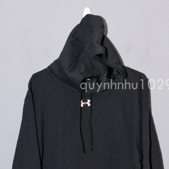 Men's UA Hustle Fleece Hoodie in black - Picture 3 of 7